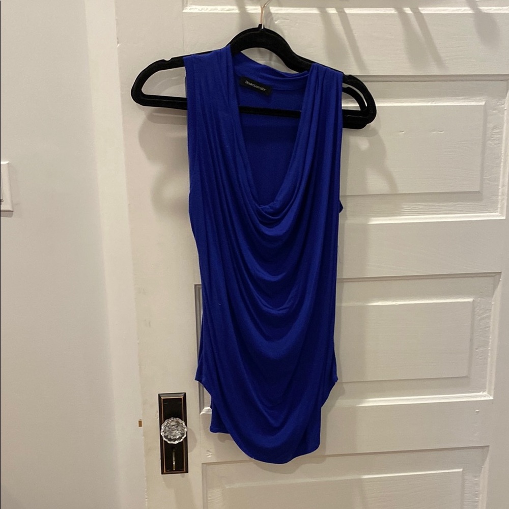 Blue Sleeveless Drape Top